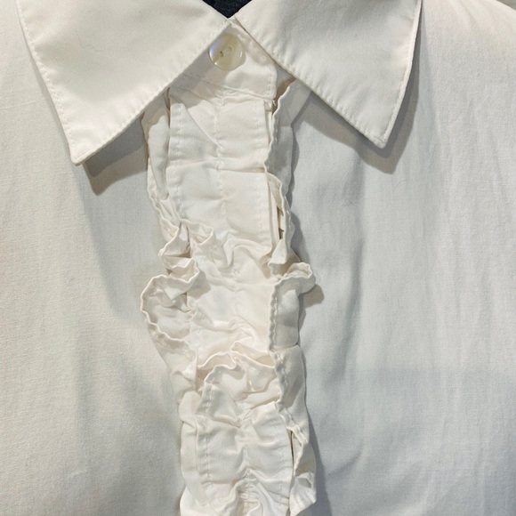 🐑 Pendleton White Ruffle Tuxedo Button Down Shirt 12 - Picture 3 of 11